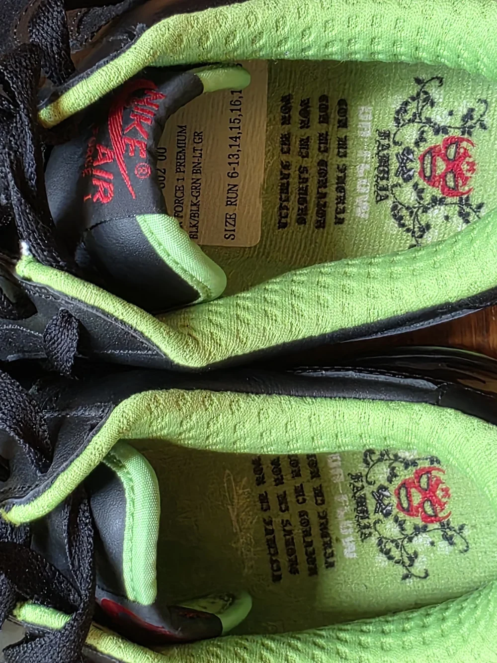 Vintage Nike Airforce 1 Premium Lucha Libre Black & Lime Green Air Sneakers Sz 9